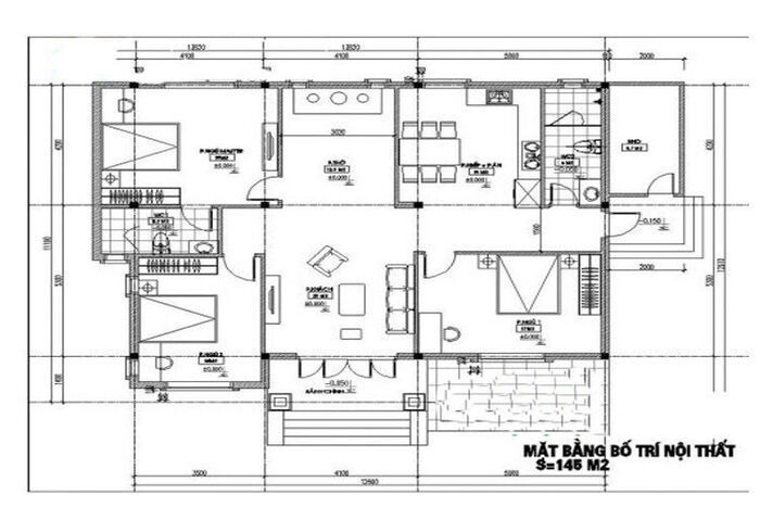 Bản vẽ nhà 3 gian hiện đại