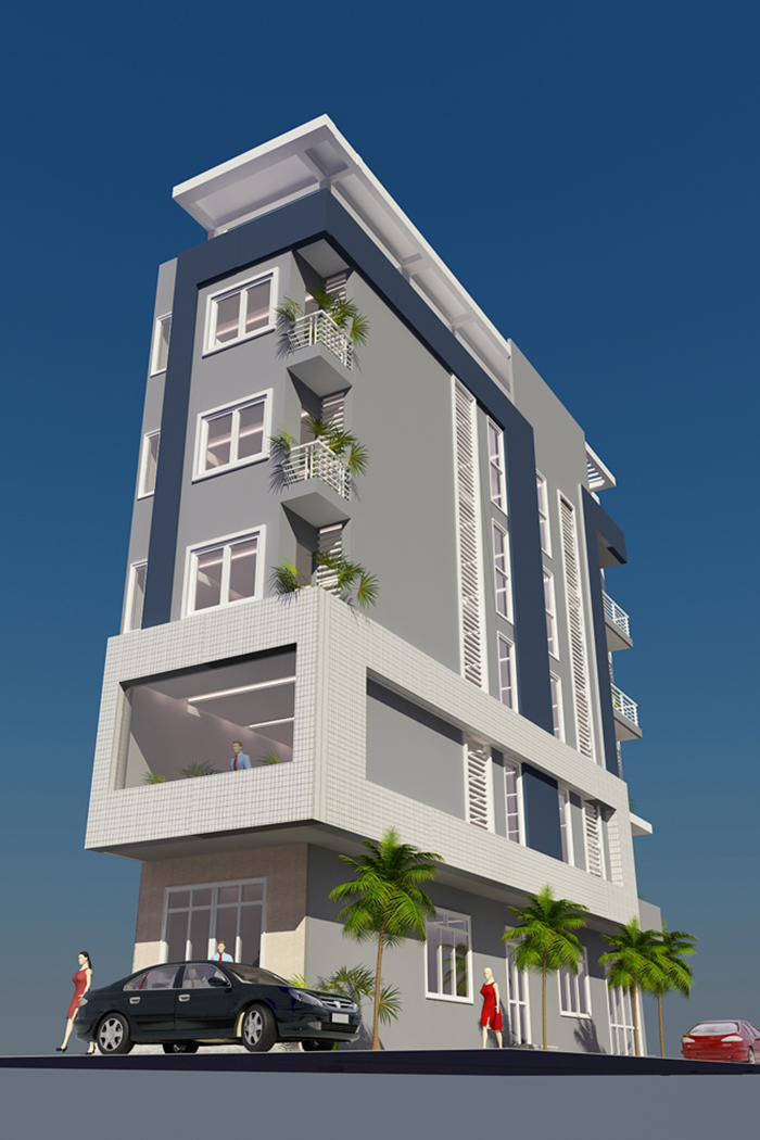 Nhà ống 2 mặt tiền 5 tầng
