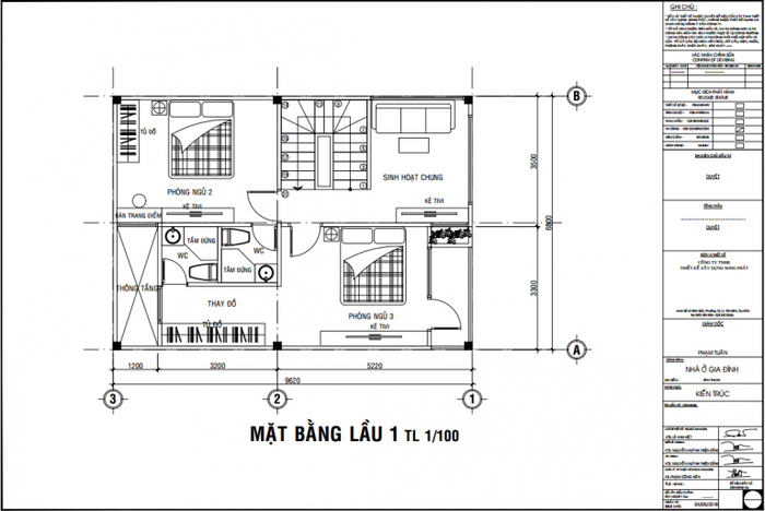 Mẫu 1 – Nhà phố 2 tầng 6.8×9.6m 2