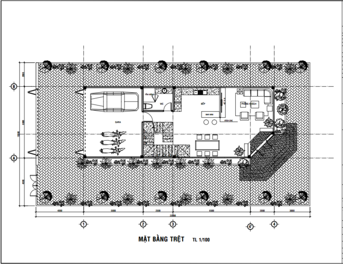 Mẫu 10 – Nhà 1 trệt 2 lầu 6x16m có garage ô tô 1