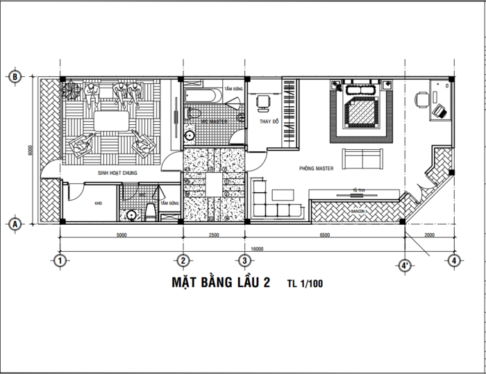 Mẫu 10 – Nhà 1 trệt 2 lầu 6x16m có garage ô tô 3