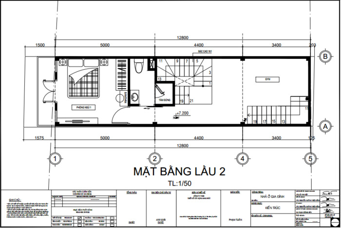 Mẫu 3 - Nhà 1 trệt 3 lầu 3.6×12.8m có garage ô tô 3