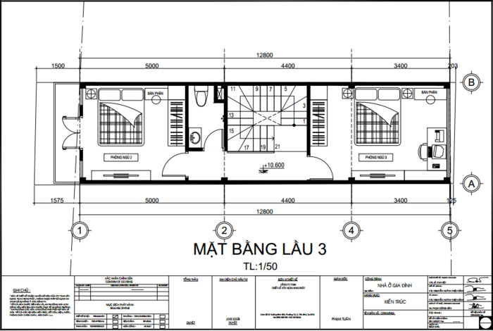 Mẫu 3 - Nhà 1 trệt 3 lầu 3.6×12.8m có garage ô tô 4