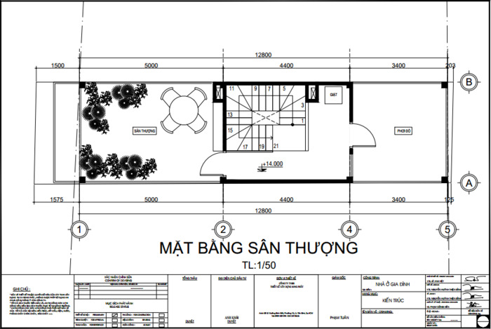 Mẫu 3 - Nhà 1 trệt 3 lầu 3.6×12.8m có garage ô tô 5