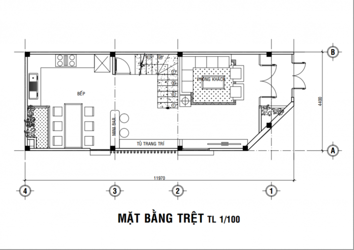 Mẫu 4 – Nhà 1 trệt 1 lầu 4.4×11.9m