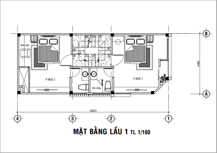Mẫu 4 – Nhà 1 trệt 1 lầu 4.4×11.9m 1