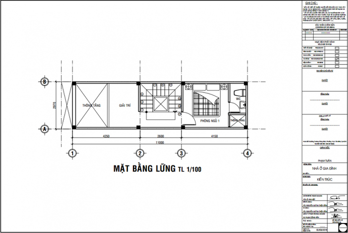 Mẫu 6 – Nhà 1 trệt 1 lửng 1 lầu 3x11m 2