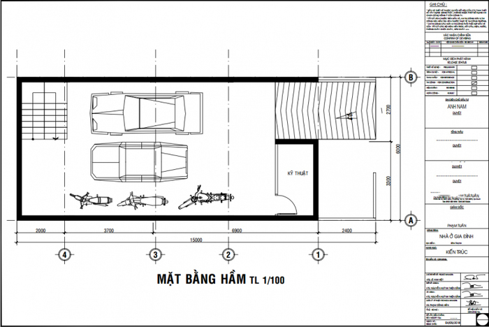 Mẫu 9 – Nhà 1 trệt, 3 lầu 6x15m có tầng hầm 1