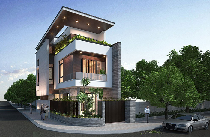 Thiết kế nhà 2 mặt tiền hiện đại 1