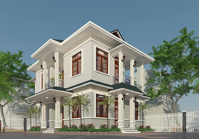 Mẫu nhà 2 mặt tiền đẹp tân cổ điển 1