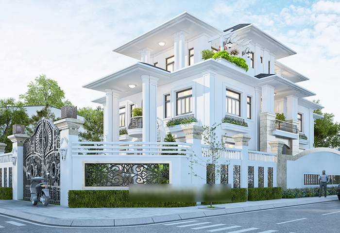 Mẫu nhà 2 mặt tiền đẹp tân cổ điển 5