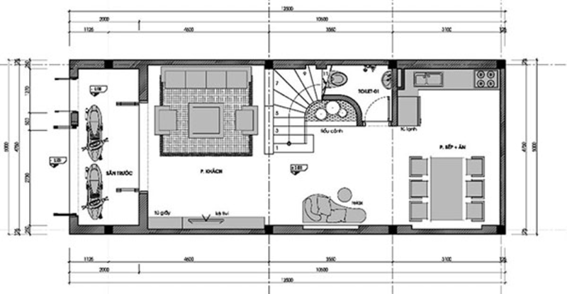 Thiết kế nhà 3 tầng 1 tum 5x10m 2