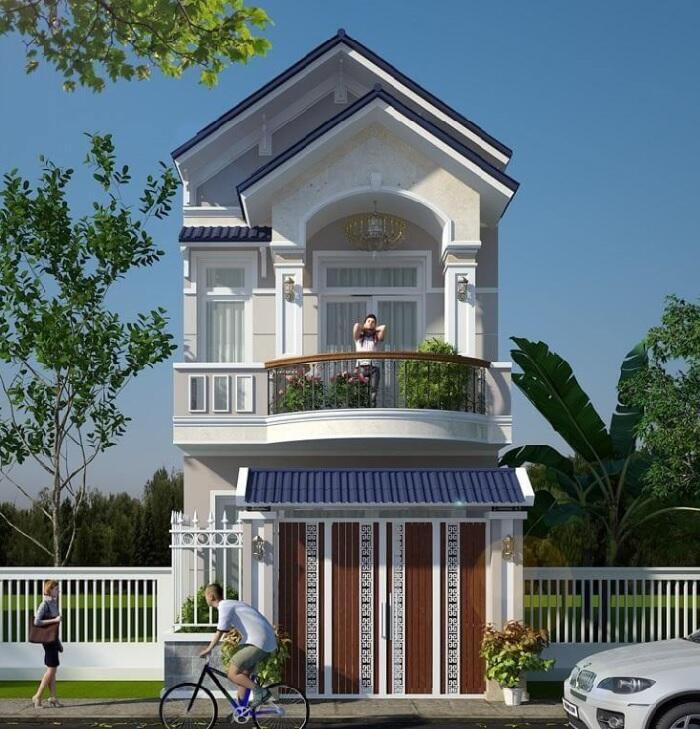 Thiết kế nhà 2 tầng 500 triệu kiểu Pháp mái thái