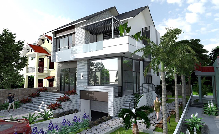 Mẫu nhà cấp 4 có tầng hầm hiện đại 2