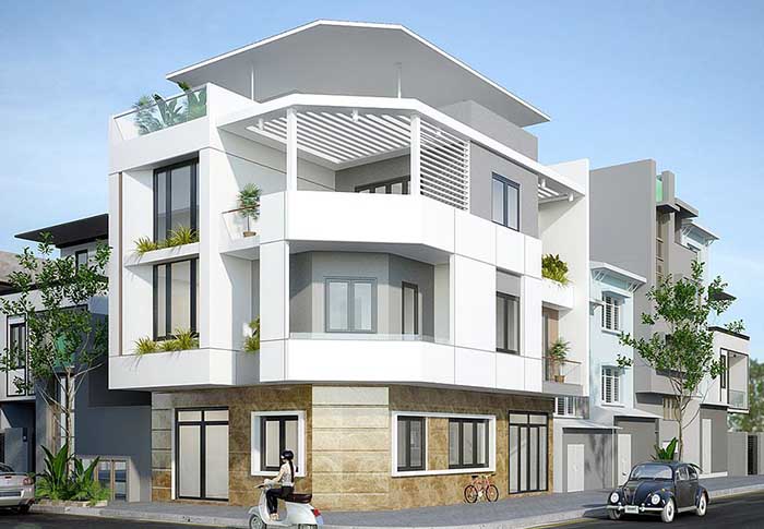 Mẫu nhà góc 2 mặt tiền  kinh doanh 2