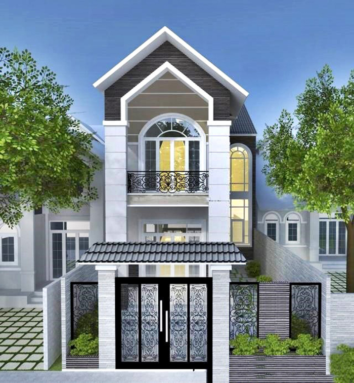Nhà ống 2 tầng mái thái lợp ngói
