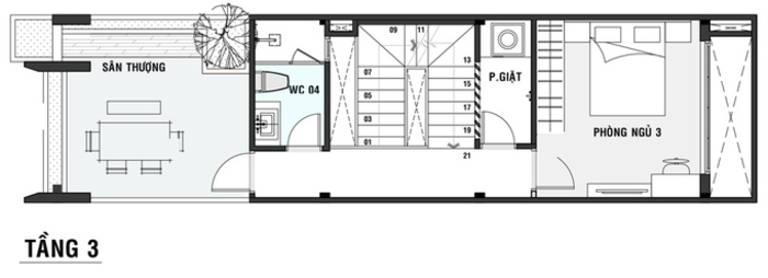 Mẫu nhà phố 5×20 3 tầng đơn giản 4