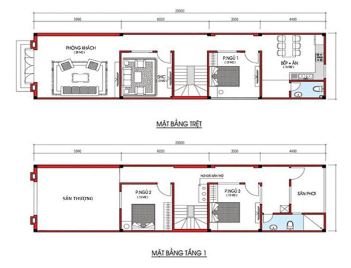 Thiết kế nhà 2 tầng 50m2-3