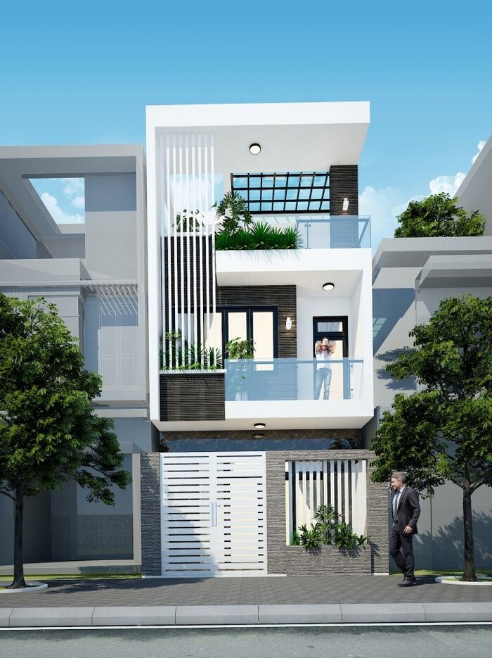 Mẫu nhà 2 tầng gác lửng 60m2