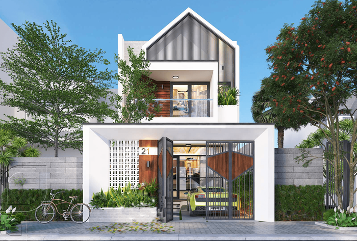 Nhà 2 tầng 60m2 thiết kế hình khối độc đáo