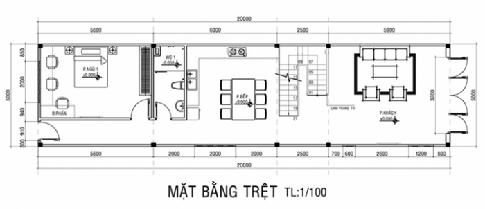 thiết kế nhà 5x20m 2 tầng sang trọng