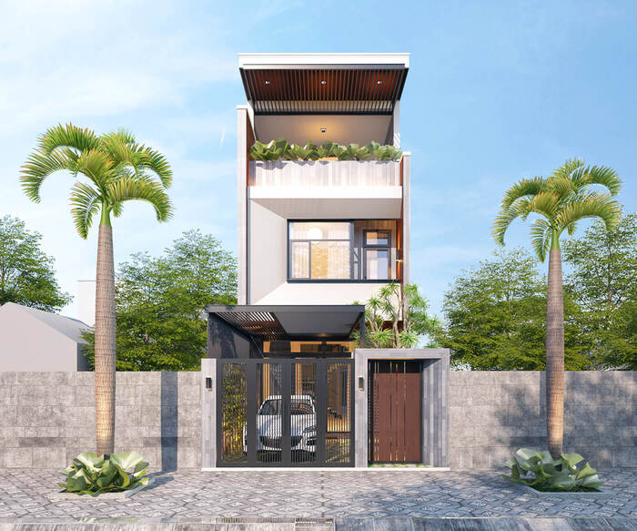 Nhà 3 tầng 5×20 4 phòng ngủ có tiểu cảnh