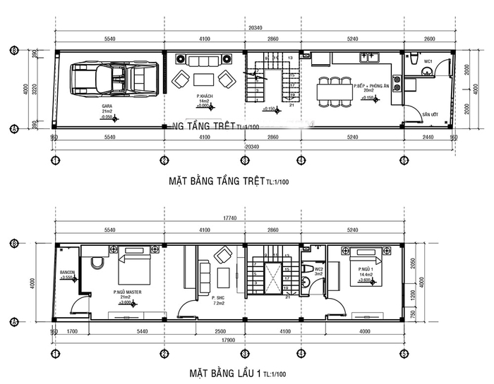 Nhà 3 tầng 5×20 4 phòng ngủ có tiểu cảnh 2