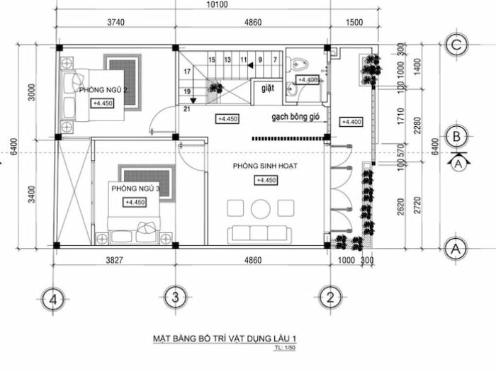 Thiết kế nhà 30m2 mặt tiền 3m kết hợp mái bằng 2