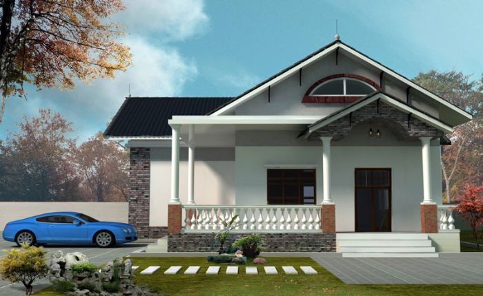 thiết kế nhà cấp 4 2 phòng ngủ 12