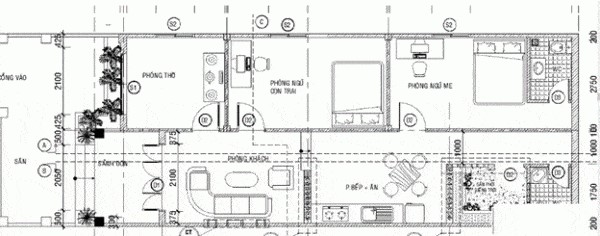 thiết kế nhà cấp 4 2 phòng ngủ 20