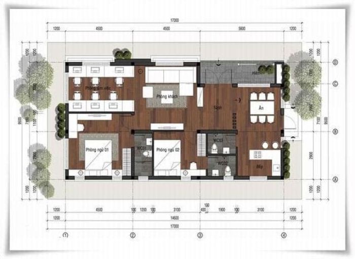 thiết kế nhà cấp 4 2 phòng ngủ 8
