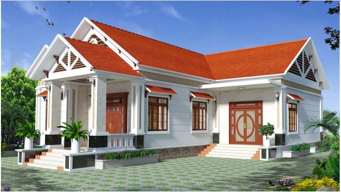 Thiết kế Nhà Cấp 4 8×10 chữ L
