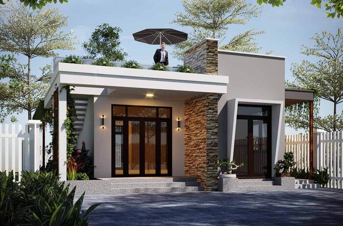 Thiết Kế Nhà Cấp 4 Ngang 8m 3 phòng ngủ