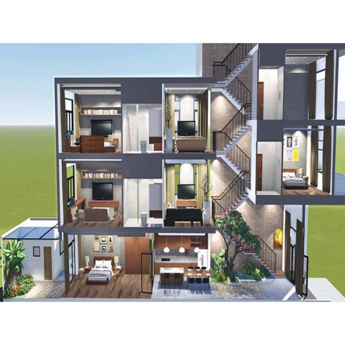 Thiết kế nhà lệch tầng 3x10m 4