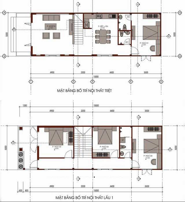 thiết kế nhà ống 2 tầng 5x18m 5