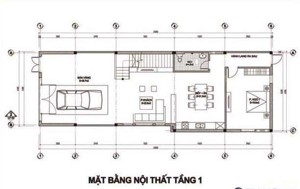 thiết kế nhà ống 2 tầng 5x20m có gara 1