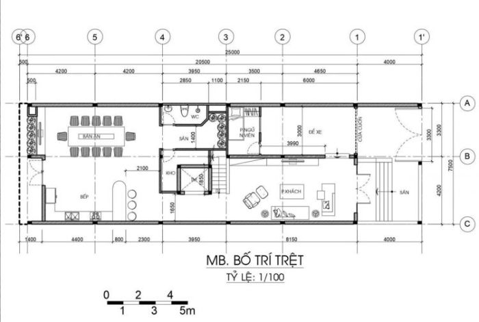 Thiết kế nhà ống 3 tầng 5x20-18