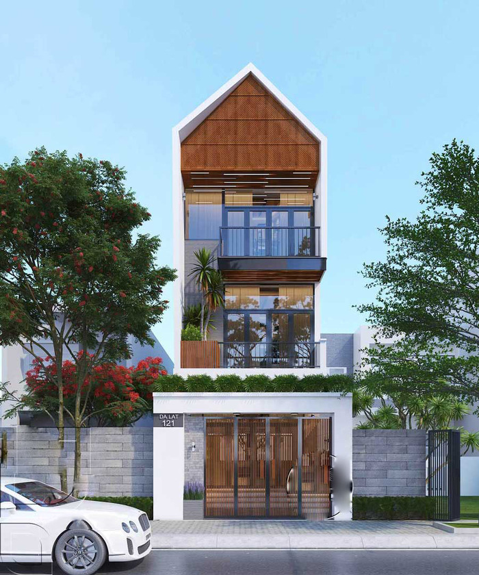 Thiết kế nhà 5x20m 3 tầng ở Đà Lạt