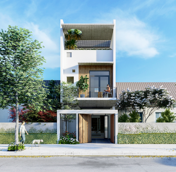 Thiết kế nhà 2 tầng 1 tum 3x10m