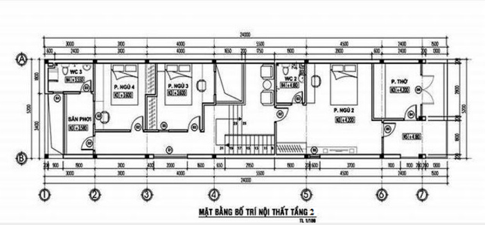 thiết kế nhà ống 2 tầng 4 phòng ngủ 2