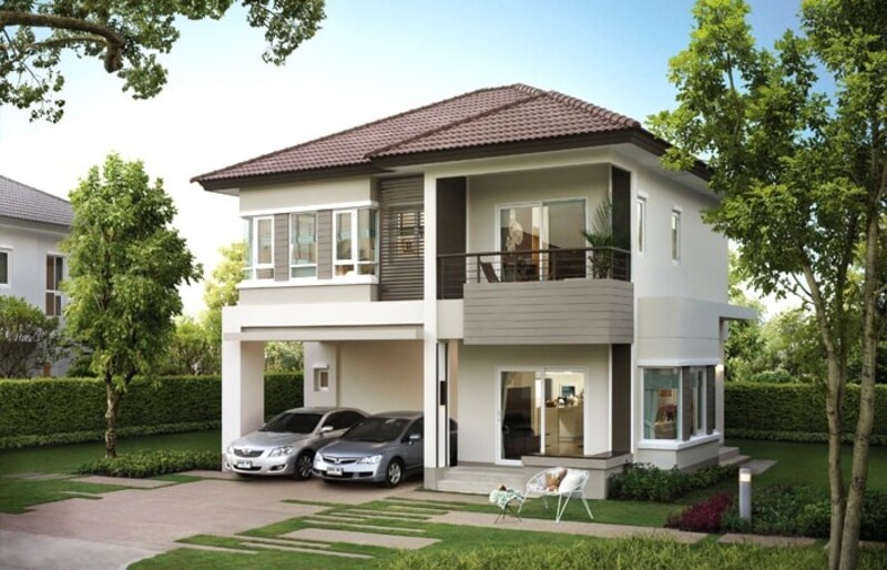 Thiết kế nhà vuông 10×10 2 tầng có gara