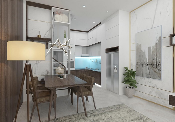 Thiết kế phòng ăn nhà ống 40m2 3 tầng