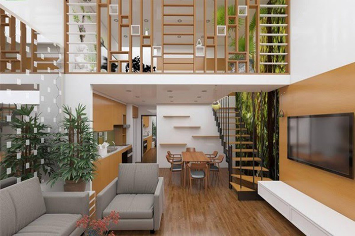 Mẫu thiết kế nhà cấp 4 50m2 có gác lửng đẹp, giá rẻ cho vợ chồng